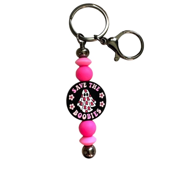 Save The Boobies Keychain Pink - Picture 2 of 3